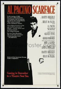 9m0744 SCARFACE linen December advance 1sh 1983 Al Pacino as Tony Montana, De Palma, Stone, rare!