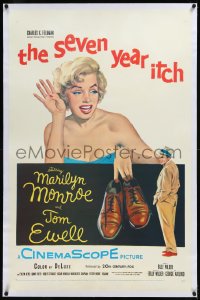9m0746 SEVEN YEAR ITCH linen 1sh 1955 Billy Wilder, great art of sexy Marilyn Monroe & Tom Ewell!