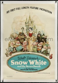 9m0751 SNOW WHITE & THE SEVEN DWARFS linen style B 1sh 1938 Walt Disney, classic Gustaf Tenggren art!