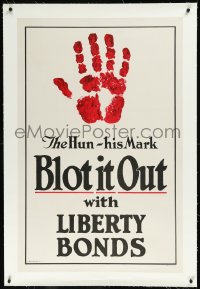 9m0213 BLOT IT OUT linen 28x42 WWI war poster 1916 with Liberty Bonds, cool art by J. Allen St. John!