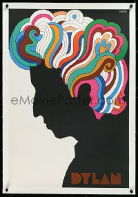9m0169 DYLAN linen 22x33 music poster 1967 colorful silhouette art of Bob by Milton Glaser!