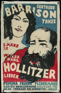 9m0240 GERTRUDE BARRISON/CARL HOLLITZER linen stage play 25x38 German stage poster 1910s Lang art!