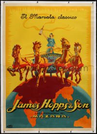 9m0099 JAMES HOPPS & SON linen 55x77 Italian advertising poster 1920s art of woman in chariot w/wine!
