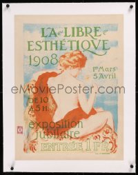 9m0167 LA LIBRE ESTHETIQUE linen 19x26 Belgian museum/art exhibition 1908 art of nude woman, rare!