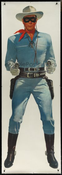 9m0157 LONE RANGER 2 linen 25x75 special posters 1950s life-size art of both Clayton Moore & Tonto!