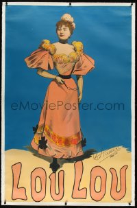 9m0057 LOU LOU linen 36x56 French stage poster 1890s C.A. Houbras art of the entertainer, ultra rare!