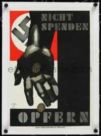 9m0191 NICHT SPENDEN OPFERN linen 12x17 German special poster 1933 Hohlwein swastika art, very rare!