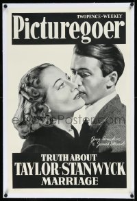 9m0180 PICTUREGOER linen 20x30 English advertising poster 1939 Joan Crawford & James Stewart, rare!