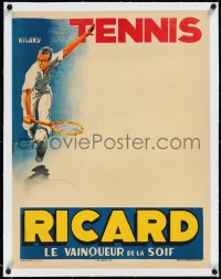 9m0182 RICARD linen 20x26 French advertising poster 1930s licorice aperitif ad with tennis player!