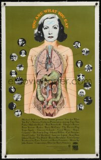 9m0162 YOU ARE WHAT YOU EAT linen 23x37 special poster 1968 Wilkes art of Greta Garbo's organs, rare!