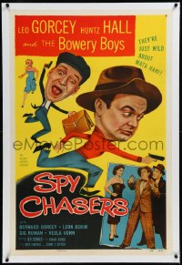 9m0762 SPY CHASERS linen 1sh 1955 Bowery Boys Leo Gorcey & Bernard Gorcey, Sig Ruman, Veola Vonn!