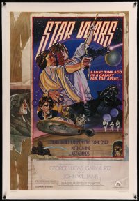 9m0765 STAR WARS linen studio style D 1sh 1978 George Lucas, circus poster art by Struzan & White!