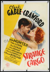 9m0768 STRANGE CARGO linen style D 1sh 1940 romantic art of Clark Gable & Joan Crawford, ultra rare!