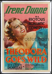 9m0779 THEODORA GOES WILD linen 1sh 1936 art of Irene Dunne in a riotous romantic comedy, ultra rare!