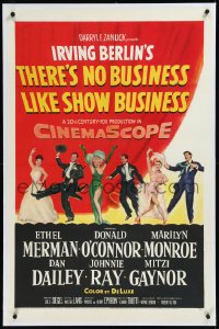 9m0781 THERE'S NO BUSINESS LIKE SHOW BUSINESS linen 1sh 1954 great art of Marilyn Monroe & top cast!