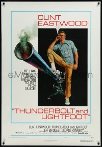 9m0784 THUNDERBOLT & LIGHTFOOT linen style C 1sh 1974 art of Clint Eastwood with HUGE gun by McGinnis!