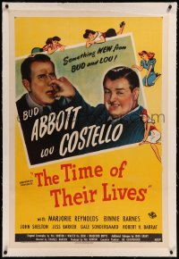 9m0786 TIME OF THEIR LIVES linen 1sh 1946 wacky Bud Abbott & ghost Lou Costello + art of sexy girls!