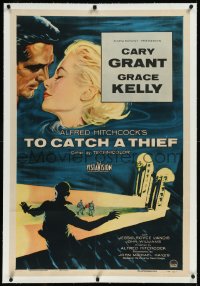 9m0787 TO CATCH A THIEF linen 1sh 1955 art of beautiful Grace Kelly & Cary Grant, Alfred Hitchcock!