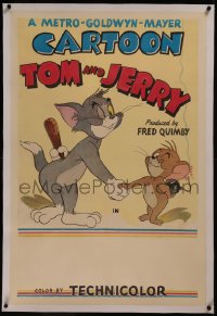 9m0790 TOM & JERRY linen 1sh 1952 Tom & Jerry hiding weapons behind their back & shaking hands!