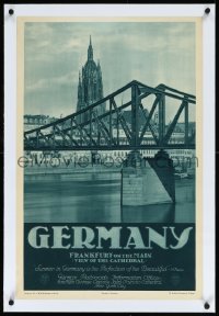 9m0209 GERMANY linen 20x29 German travel poster 1930s RDV, great image of Frankfurt on the Main!