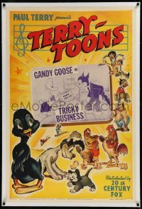 9m0797 TRICKY BUSINESS linen 1sh 1942 great cartoon art of Paul Terry's Terry-Toons characters, rare!