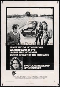 9m0800 TWO-LANE BLACKTOP linen 1sh 1971 James Taylor is the driver, Warren Oates is GTO, Laurie Bird