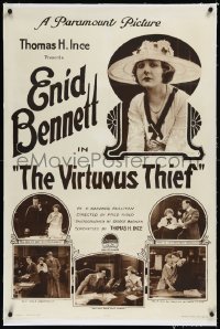 9m0812 VIRTUOUS THIEF linen rotogravure 1sh 1919 c/u of Enid Bennett & movie scenes, ultra rare!