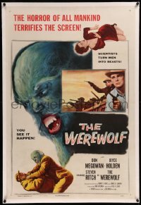 9m0819 WEREWOLF linen 1sh 1956 great wolf-man horror images, it happens before your horrified eyes!