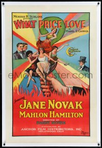 9m0826 WHAT PRICE LOVE linen 1sh 1927 cool art of Jane Novak & girls in cocktail glass, ultra rare!