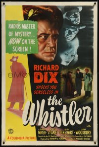 9m0828 WHISTLER linen 1sh 1944 Richard Dix, radio's master of mystery now on the screen, very rare!
