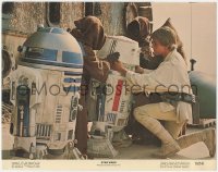 9p1282 STAR WARS color 11x14 still 1977 Mark Hamill & Jawas with R2-D2 & other broken droid!