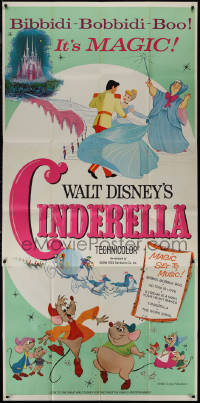 9p0196 CINDERELLA 3sh R1965 Walt Disney classic romantic musical cartoon, great fantasy art!
