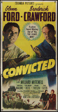 9p0199 CONVICTED 3sh 1950 Glenn Ford, Broderick Crawford, image of prison break, film noir!