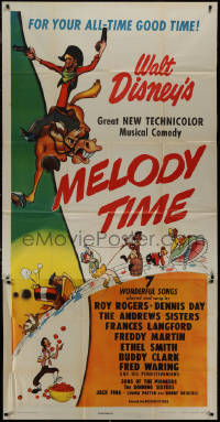9p0233 MELODY TIME style A 3sh 1948 Walt Disney, cool cartoon art of Pecos Bill, Little Toot & more!