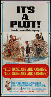 9p0249 RUSSIANS ARE COMING 3sh 1966 Carl Reiner, great Jack Davis art of Russians vs Americans!