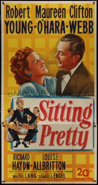 9p0251 SITTING PRETTY 3sh 1948 Robert Young, Maureen O'Hara, Clifton Webb as Mr. Belvedere, rare!