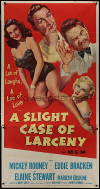 9p0252 SLIGHT CASE OF LARCENY 3sh 1953 art of Mickey Rooney, Bracken & sexy bad girl Elaine Stewart!