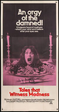 9p0256 TALES THAT WITNESS MADNESS int'l 3sh 1973 wacky screaming head on food platter horror!