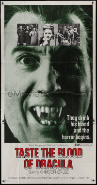 9p0257 TASTE THE BLOOD OF DRACULA 3sh 1970 Hammer horror, vampire Christopher Lee showing fangs!