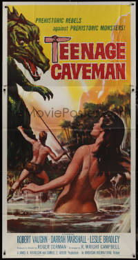 9p0258 TEENAGE CAVEMAN 3sh 1958 sexy art of prehistoric rebels against prehistoric monsters, rare!