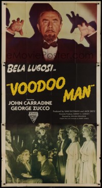 9p0265 VOODOO MAN 3sh R1950s creepy Bela Lugosi, George Zucco & hypnotized girls, ultra rare!