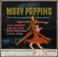 9p0167 MARY POPPINS 6sh 1964 Julie Andrews, Dick Van Dyke, Walt Disney musical classic, very rare!