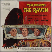 9p0171 RAVEN 6sh 1963 best different art of Boris Karloff, Vincent Price & Peter Lorre, very rare!