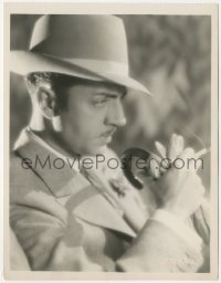 9p0771 WILLIAM POWELL 8x10 key book still 1930s profile portrait with hat, cane, gloves & cigarette!