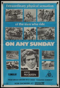 9p0308 ON ANY SUNDAY Aust 1sh 1971 Bruce Brown classic, Steve McQueen, motorcycle racing!