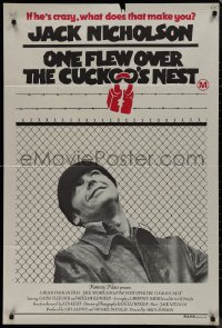 9p0309 ONE FLEW OVER THE CUCKOO'S NEST Aust 1sh 1976 great image of Nicholson, Milos Forman classic!