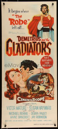 9p0350 DEMETRIUS & THE GLADIATORS Aust daybill 1954 art of Biblical Victor Mature & Susan Hayward!