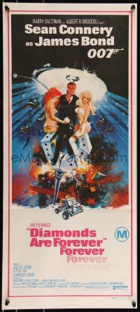 9p0351 DIAMONDS ARE FOREVER Aust daybill 1971 art of Connery as James Bond by Robert McGinnis!