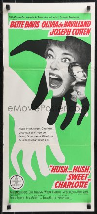 9p0374 HUSH...HUSH, SWEET CHARLOTTE Aust daybill 1965 Bette Davis, Olivia de Havilland, Aldrich!