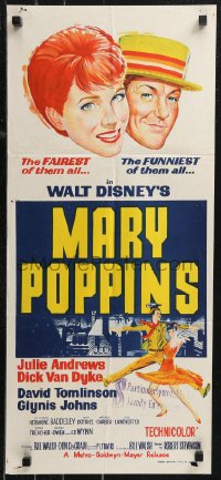 9p0386 MARY POPPINS Aust daybill 1965 Julie Andrews & Van Dyke in Walt Disney's musical classic